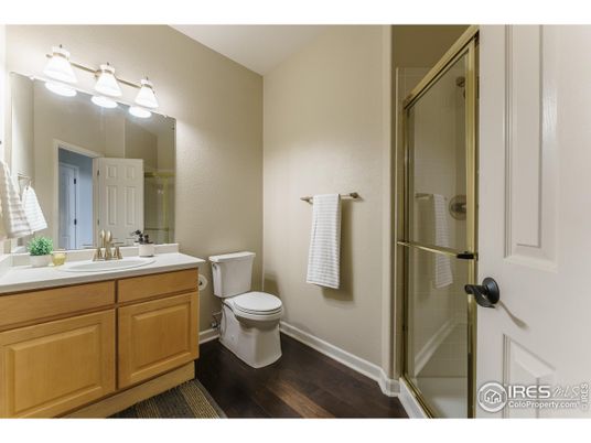 Bathroom, Glass Shower, Interior, Wood Texture Flooring