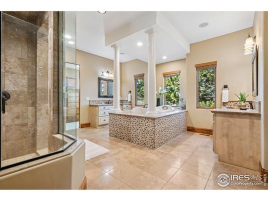 Bathroom, Dual Sink Vanities, Glass Shower, Interior, Recessed Lighting