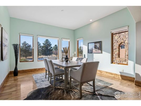 Dining room, Interior, Recessed Lighting, Wood Texture Flooring