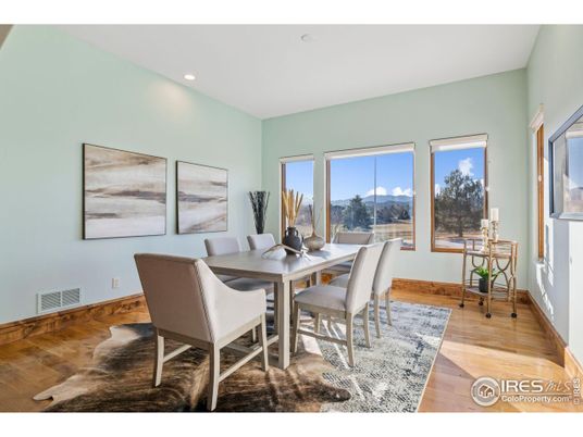 Dining room, Interior, Recessed Lighting, Wood Texture Flooring