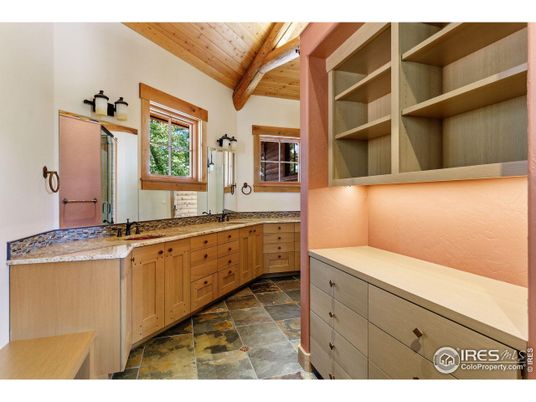 Bathroom, Dual Sink Vanities, Interior, Wooden Beams, Wooden Ceilings