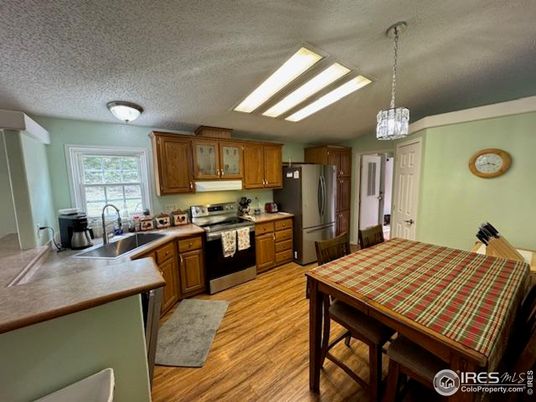 Chandelier, Dining room, Interior, Kitchen, Pendant Lights, Wood Texture Flooring
