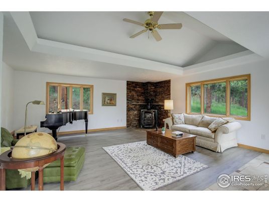 Fireplace, Interior, Living room, Piano, Stone Walls, Wood Texture Flooring