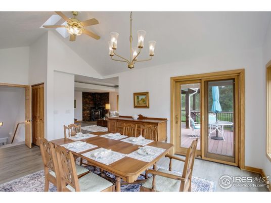 Chandelier, Dining room, Fireplace, Interior, Wood Texture Flooring