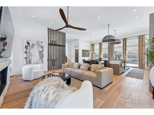 Dining room, Interior, Kitchen, Living room, Pendant Lights, Recessed Lighting, Wood Texture Flooring