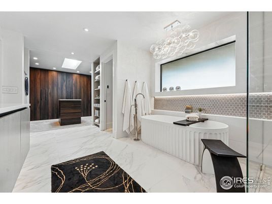 Bathroom, Interior, Marble, Pendant Lights, Recessed Lighting, Wooden Walls
