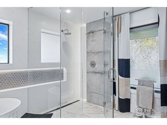 Bathroom, Glass Shower, Interior, Marble, Recessed Lighting