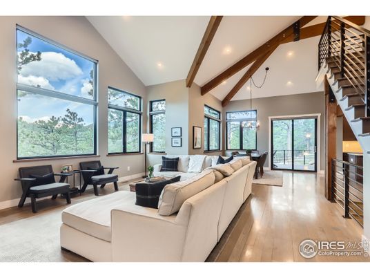 Interior, Living room, Pendant Lights, Recessed Lighting, Wooden Beams, Wood Texture Flooring