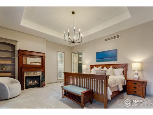 Bedroom, Fireplace, Interior, Pendant Lights
