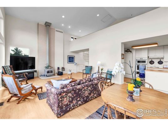 Dining room, Interior, Living room, Recessed Lighting, Stainless Steel Appliances, Wood Texture Flooring