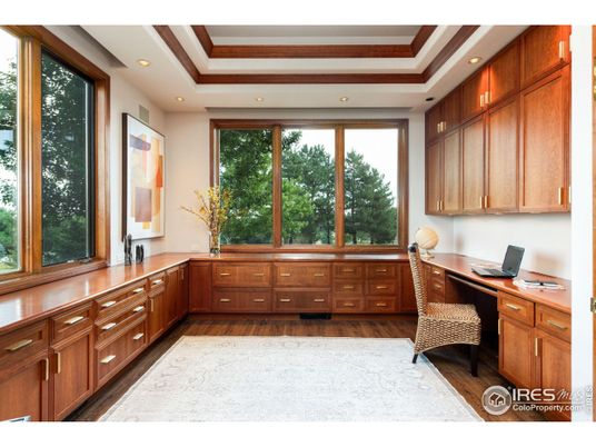 Home Office, Interior, Recessed Lighting, Wood Texture Flooring