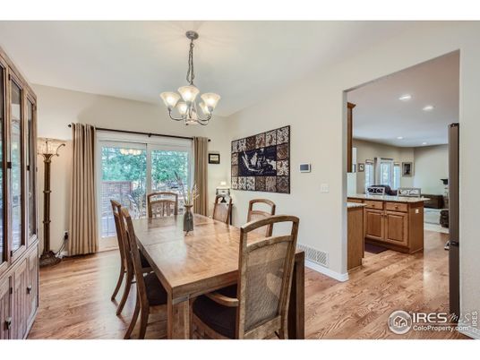 Chandelier, Dining room, Interior, Recessed Lighting, Wood Texture Flooring