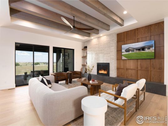 Fireplace, Interior, Living room, Recessed Lighting, Stone Walls, Wooden Beams, Wood Texture Flooring, Wooden Walls