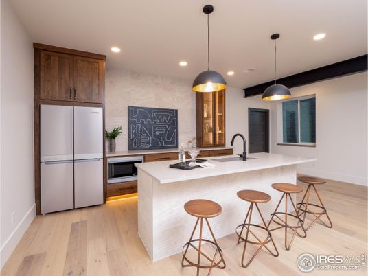 Interior, Kitchen, Pendant Lights, Recessed Lighting, Wood Texture Flooring