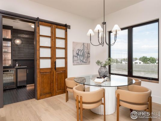 Chandelier, Dining room, Interior, Pendant Lights, Wood Texture Flooring