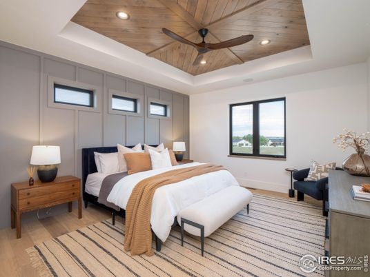 Bedroom, Interior, Recessed Lighting, Wooden Ceilings, Wood Texture Flooring