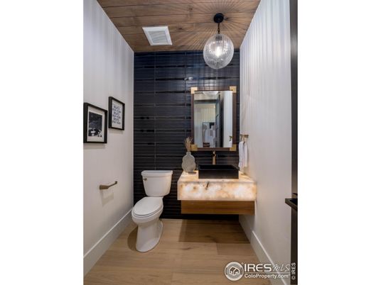 Bathroom, Interior, Pendant Lights, Wooden Ceilings, Wood Texture Flooring
