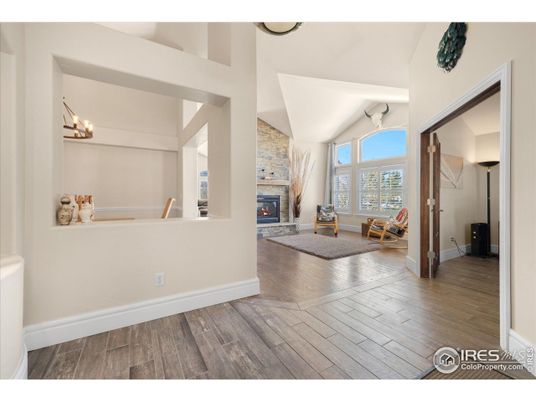 Fireplace, Interior, Stone Walls, Wood Texture Flooring
