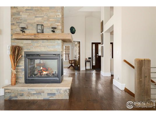 Fireplace, Interior, Stone Walls, Wood Texture Flooring