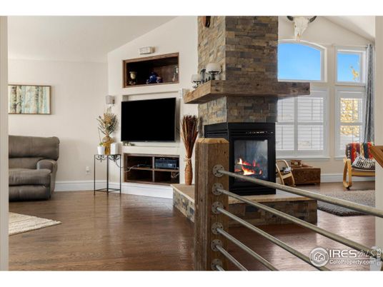 Fireplace, Interior, Living room, Stone Walls, Wood Texture Flooring