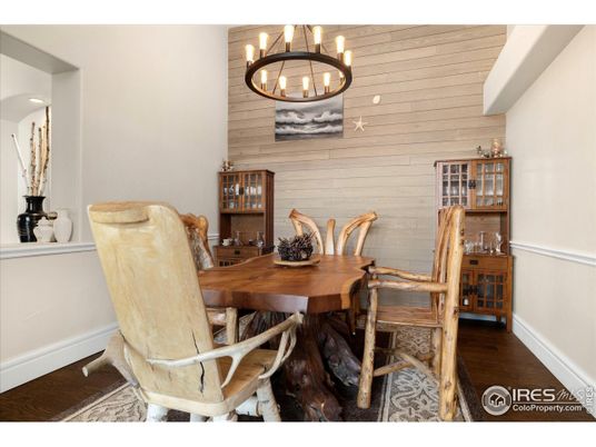 Chandelier, Dining room, Interior, Wood Texture Flooring, Wooden Walls