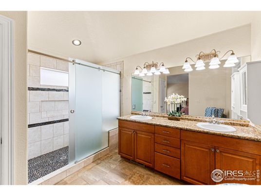 Bathroom, Dual Sink Vanities, Glass Shower, Interior, Recessed Lighting