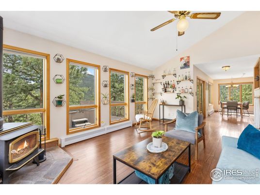 Dining room, Fireplace, Interior, Living room, Wood Texture Flooring