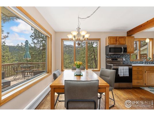Chandelier, Dining room, Interior, Kitchen, Pendant Lights, Wooden Beams, Wood Texture Flooring