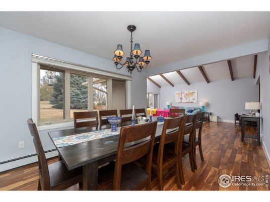 Chandelier, Dining room, Interior, Wooden Beams, Wood Texture Flooring
