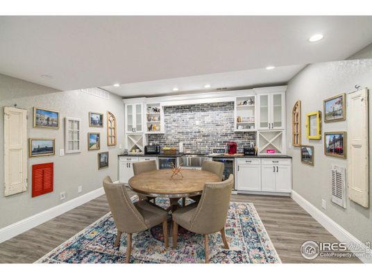 Dining room, Interior, Kitchen, Recessed Lighting, Wood Texture Flooring