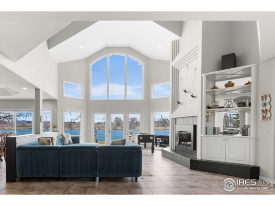 Fireplace, Interior, Living room, Recessed Lighting, Water