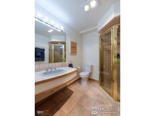 Bathroom, Glass Shower, Interior, Recessed Lighting, Tile Countertops