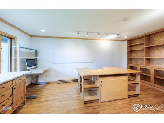 Home Office, Interior, Recessed Lighting, Wood Texture Flooring
