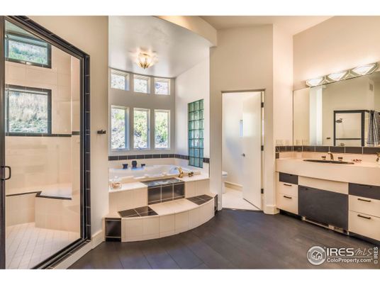 Bathroom, Glass Shower, Interior, Wood Texture Flooring
