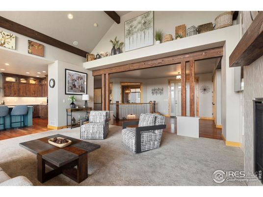 Interior, Living room, Recessed Lighting, Wooden Beams, Wood Texture Flooring