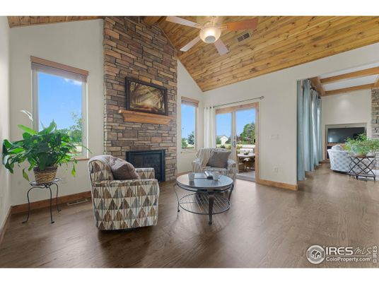 Fireplace, Interior, Living room, Stone Walls, Wooden Ceilings, Wood Texture Flooring