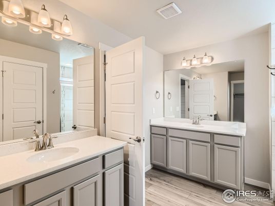 Bathroom, Dual Sink Vanities, Interior, Wood Texture Flooring