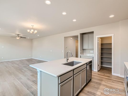 Chandelier, Interior, Kitchen, Recessed Lighting, Wood Texture Flooring