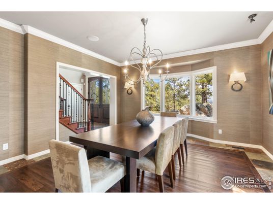 Chandelier, Dining room, Interior, Wood Texture Flooring