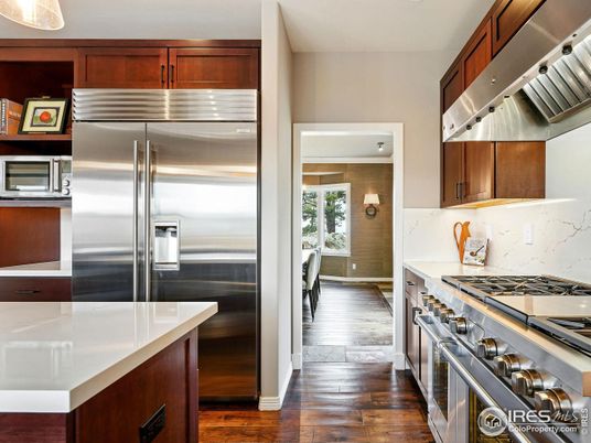 Interior, Kitchen, Stainless Steel Appliances, Wood Texture Flooring