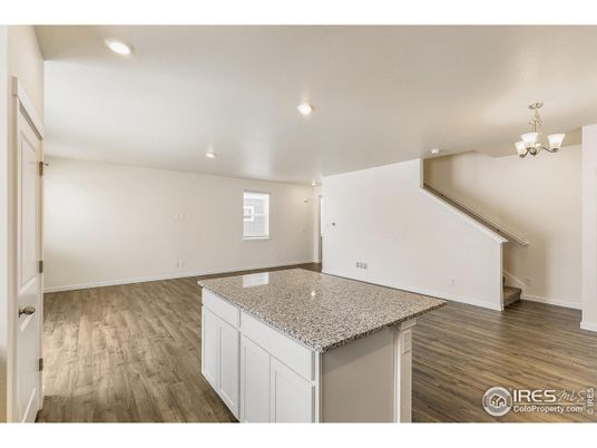 Chandelier, Empty room, Interior, Recessed Lighting, Wood Texture Flooring