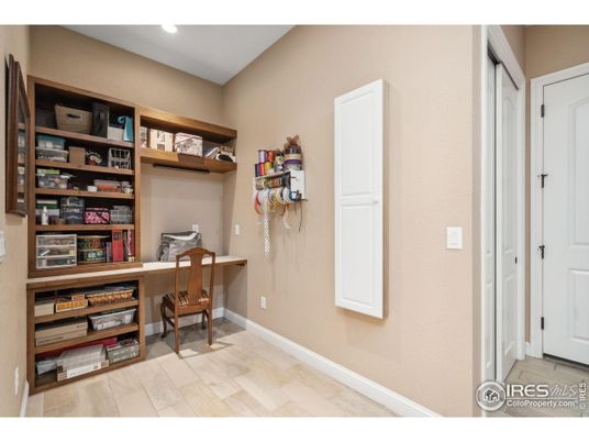 Home Office, Interior, Recessed Lighting, Wood Texture Flooring
