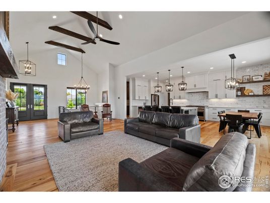 Dining room, Interior, Kitchen, Living room, Pendant Lights, Recessed Lighting, Stainless Steel Appliances, Wood Texture Flooring