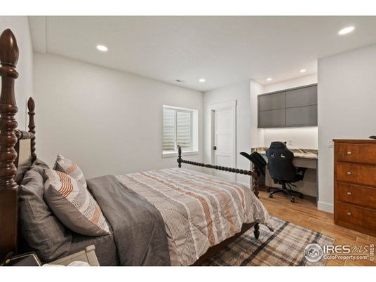Bedroom, Home Office, Interior, Recessed Lighting, Wood Texture Flooring