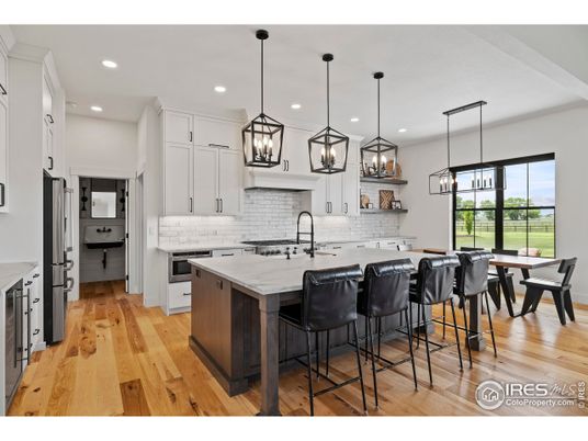 Interior, Kitchen, Pendant Lights, Recessed Lighting, Wood Texture Flooring