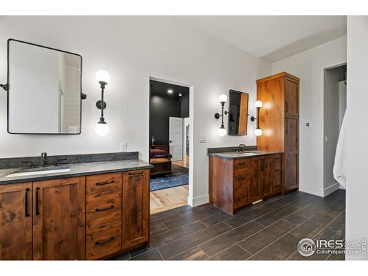 Bathroom, Dual Sink Vanities, Interior, Wood Texture Flooring