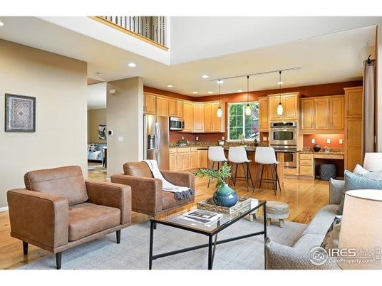 Interior, Kitchen, Living room, Pendant Lights, Recessed Lighting, Stainless Steel Appliances, Wood Texture Flooring