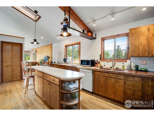 Interior, Kitchen, Pendant Lights, Recessed Lighting, Wooden Beams, Wood Texture Flooring