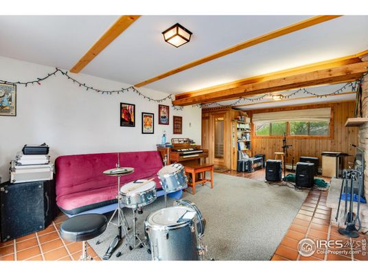 Fireplace, Interior, Living room, Piano, Wooden Beams, Wooden Walls