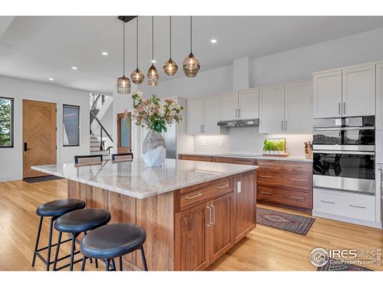 Interior, Kitchen, Pendant Lights, Recessed Lighting, Wood Texture Flooring